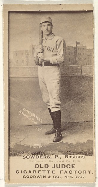 Sowders, Pitcher, Boston, from the Old Judge series (N172) for Old Judge Cigarettes
