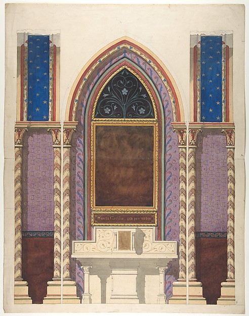 Elevation of a design for an altar and painted wall decoration
