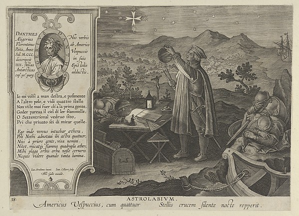 New Inventions of Modern Times [Nova Reperta], Amerigo Vespucci Discovering the Southern Cross with an Astrolabium, plate 18